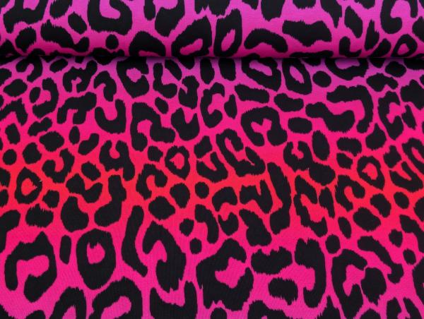 French Terry Digital Leo Regenbogenstreifen Pink